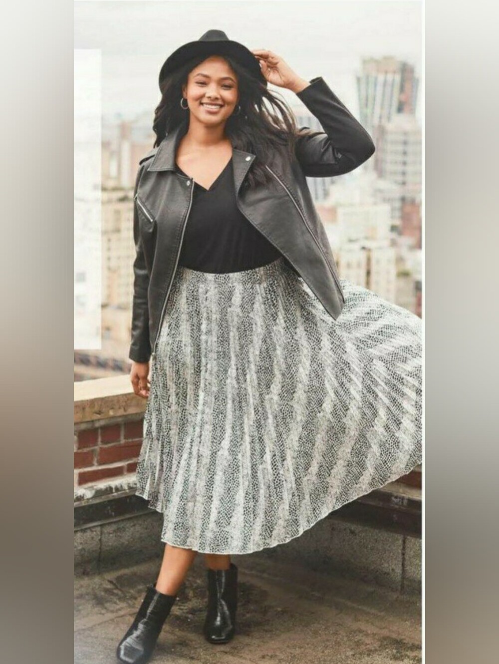 Lane Bryant NWT 22/24 Midi Animal Stripe Mixed Print Pleated Elastic Waist Skirt
